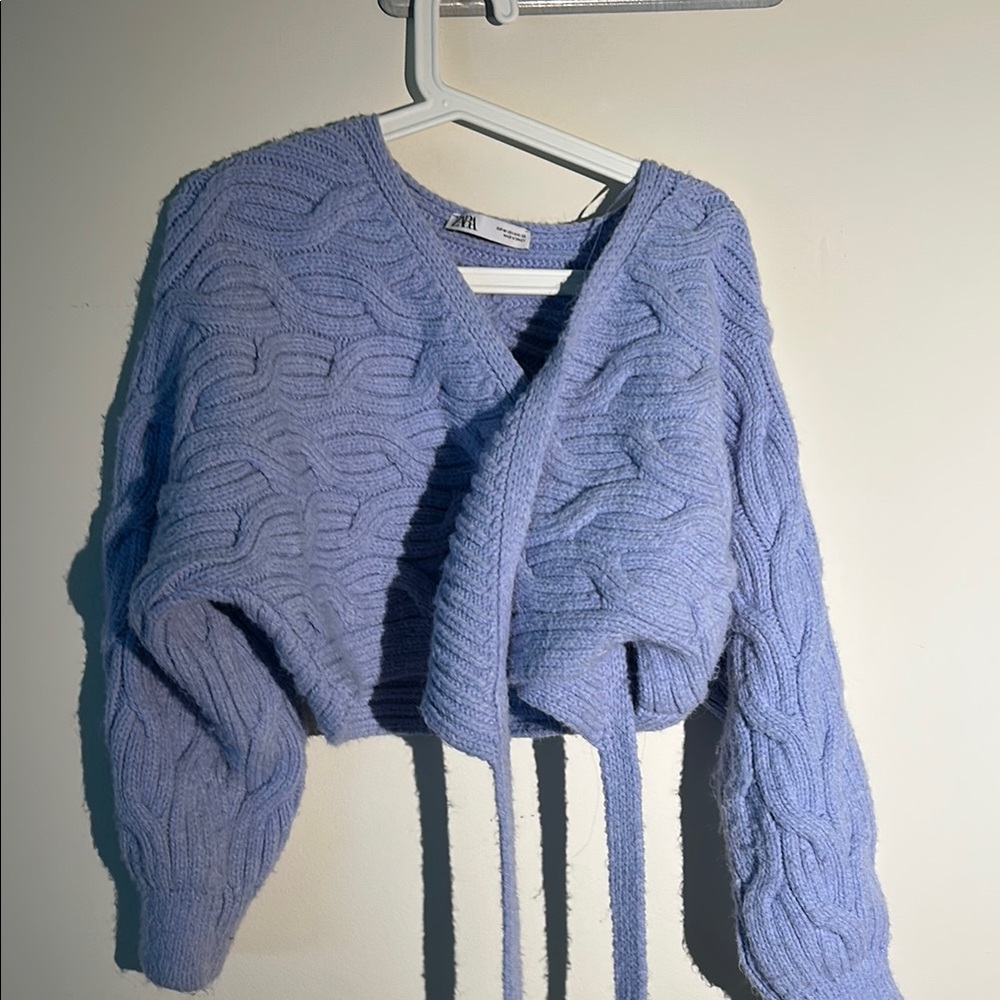 Zara Lavender  Cable Knit Wrap Sweater
